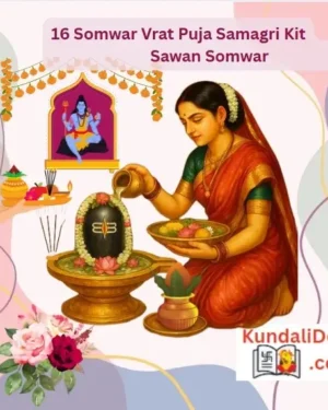 16 Somwar Vrat kuja Samagri Kit Special Shiv Puja for Shravan Mondays with Instruction Booklet