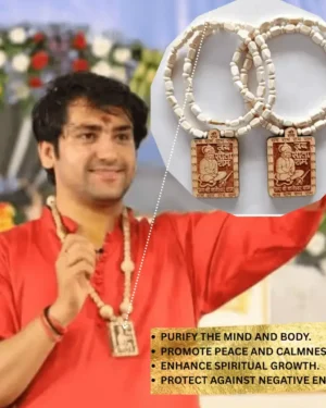 Bageshwar Dham Tulsi Mala with Hanuman Ji Pendant – Natural Wood Jap Mala Inspired by Dhirendra Shastri