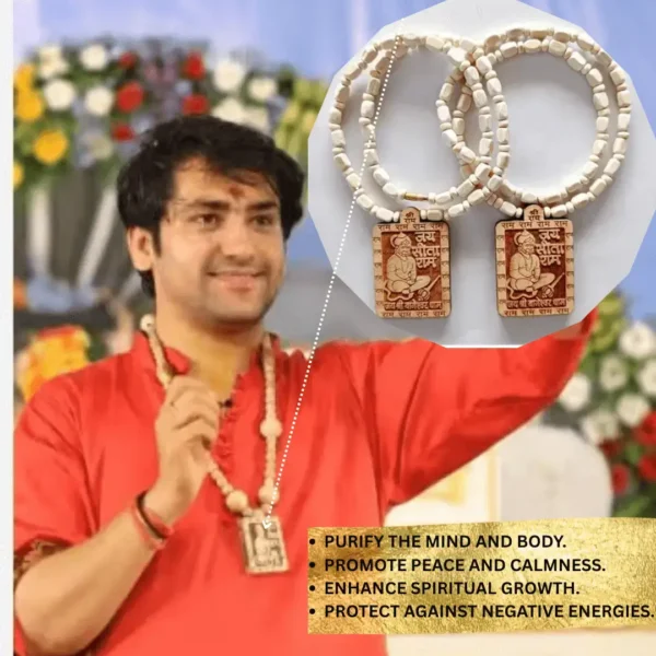 Bageshwar Dham Tulsi Mala with Hanuman Ji Pendant – Natural Wood Jap Mala Inspired by Dhirendra Shastri